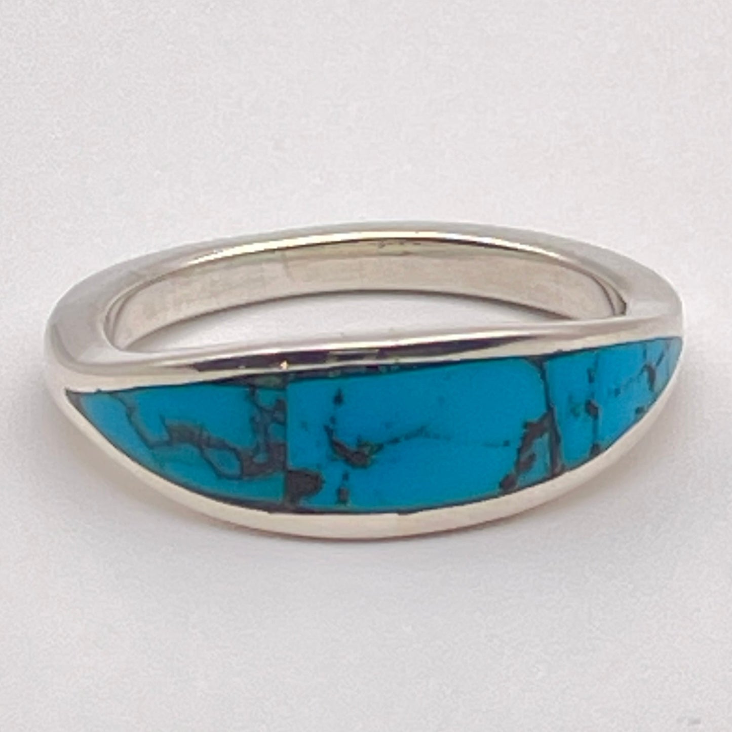 Sterling Silver ring with Ithaca Peak genuine blue turquoise inlay