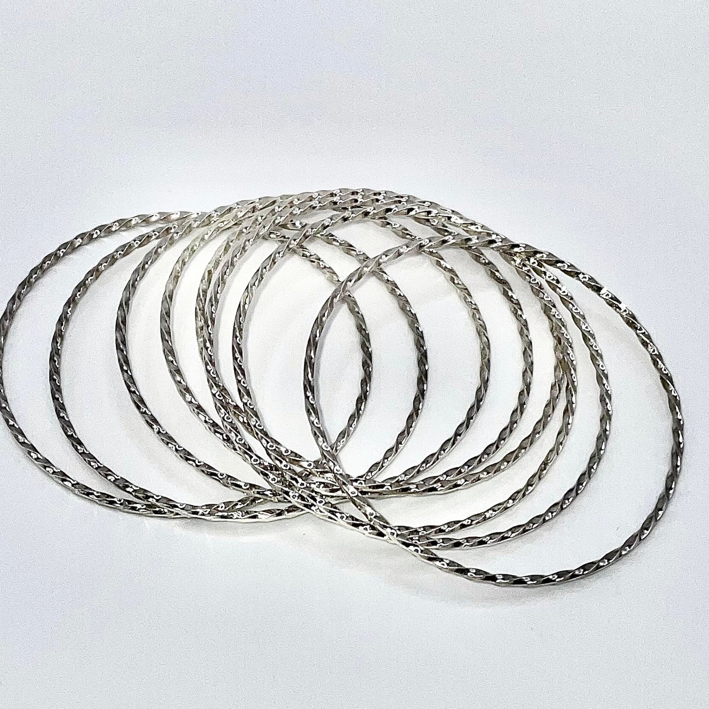 A selection of Sterling Silver bangle bracelets 