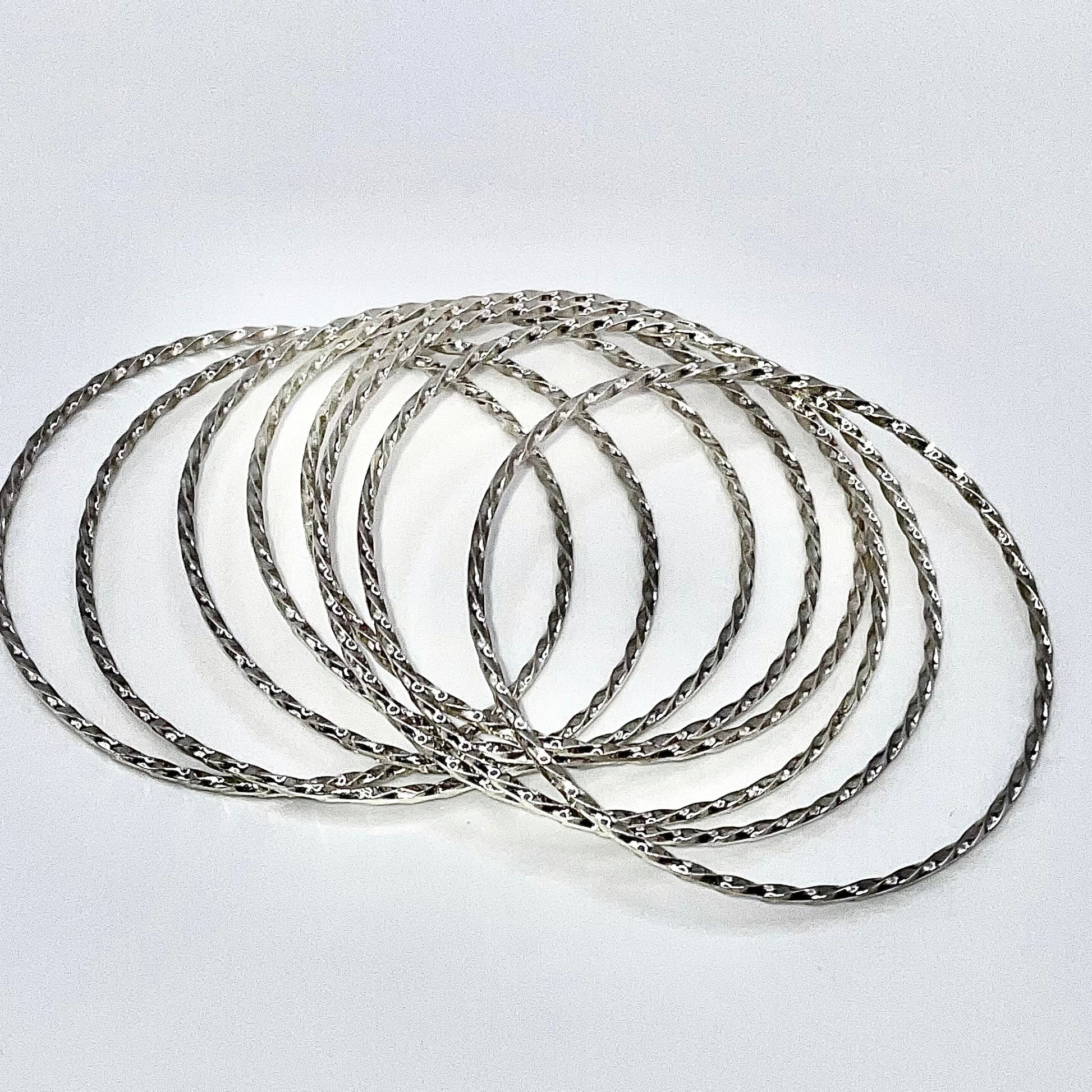 A selection of Sterling Silver bangle bracelets 
