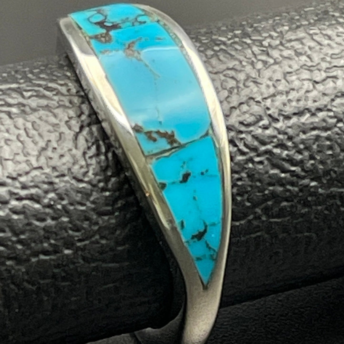 Sterling Silver ring with Ithaca Peak genuine blue turquoise inlay