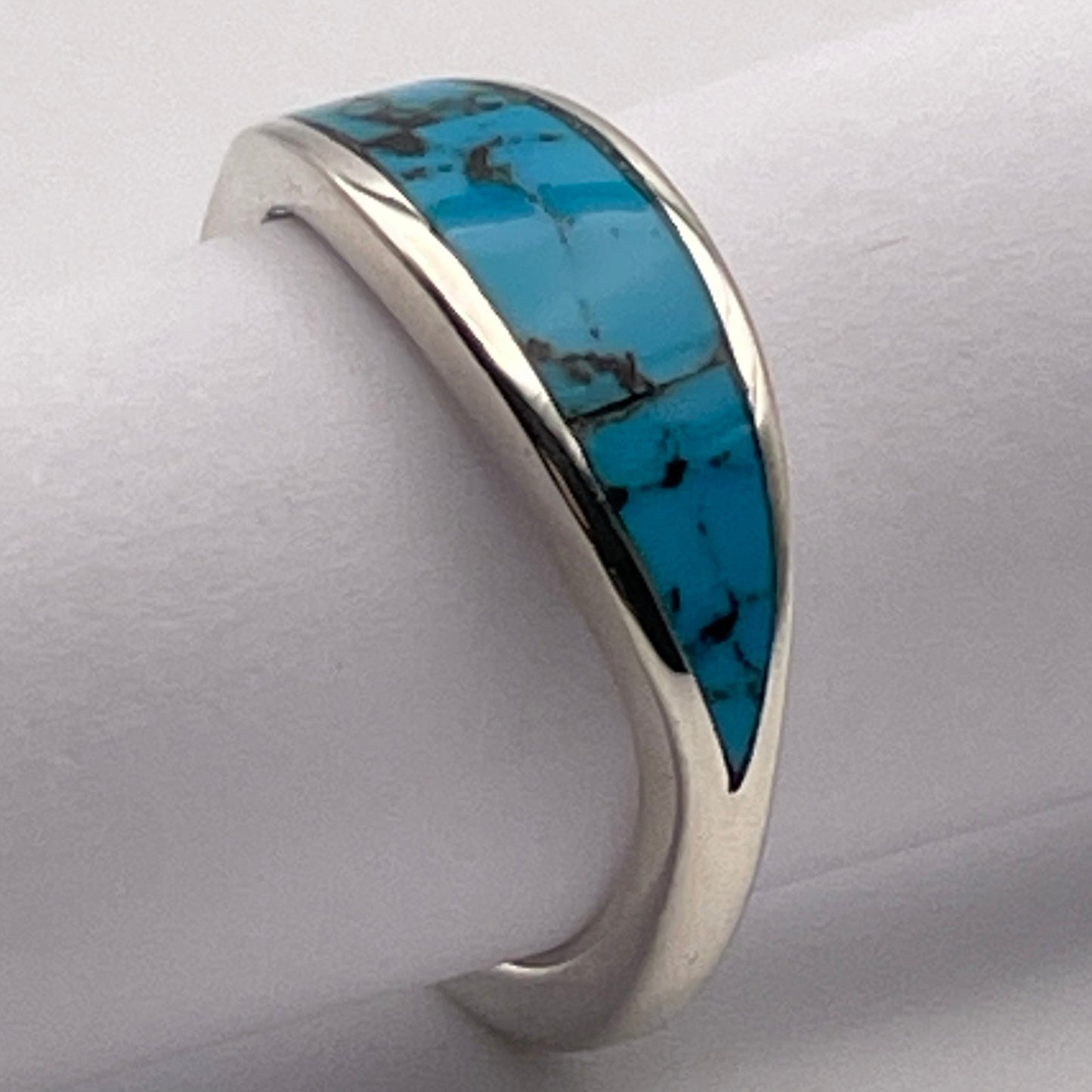 Sterling Silver ring with Ithaca Peak genuine blue turquoise inlay